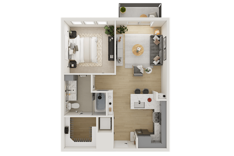 Floor plan for 1 bed, 1 bath, 656 sqft